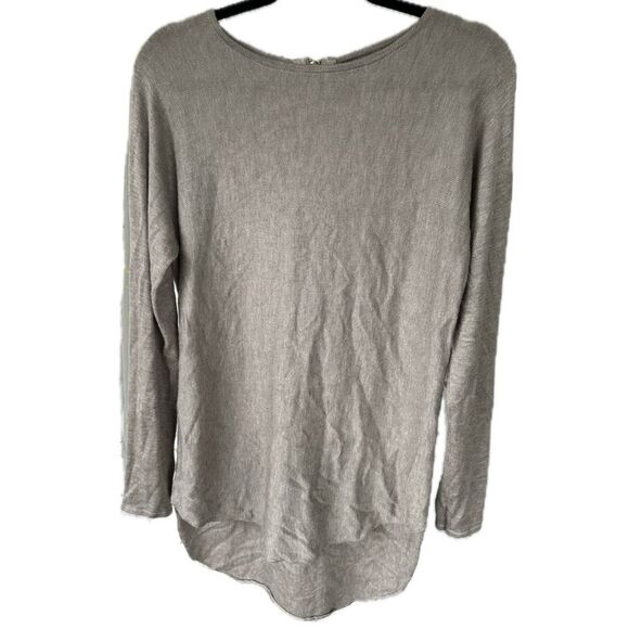 Joan Vass Cashmere Blend Scoop Neck High Low Stocking Stitch Knit Sweater M - Picture 1 of 5